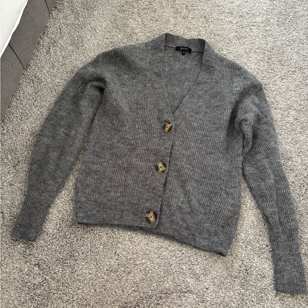 Quince Charcoal Button-Up Cardigan
